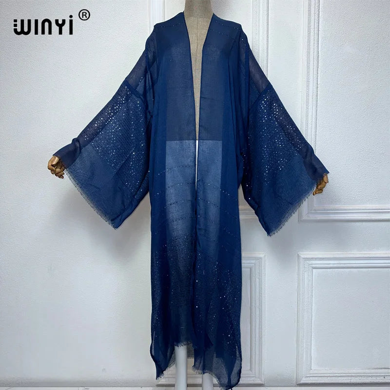 Kimono Long Bohème Imprimé pour Femme - Style Léger et Transparent