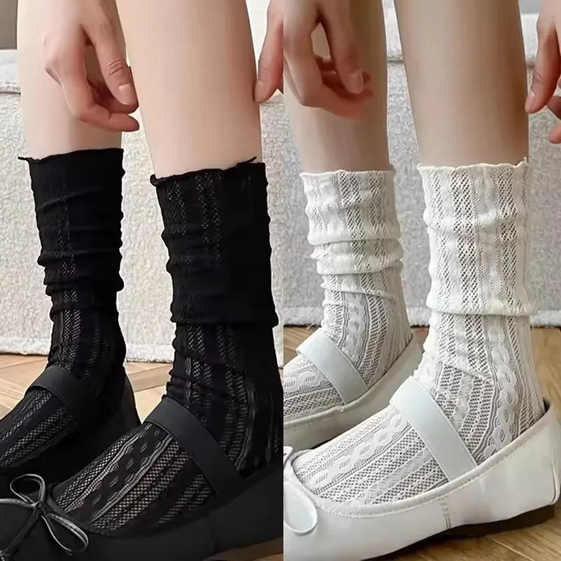 Chaussettes fines en dentelle pour femme - Style japonais doux