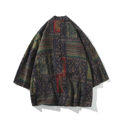 Kimono Court Homme en Coton et Lin - Style Asiatique Traditionnel
