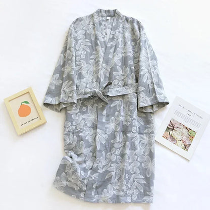 Kimono Mi-long Imprimé en Coton - Confort & Style
