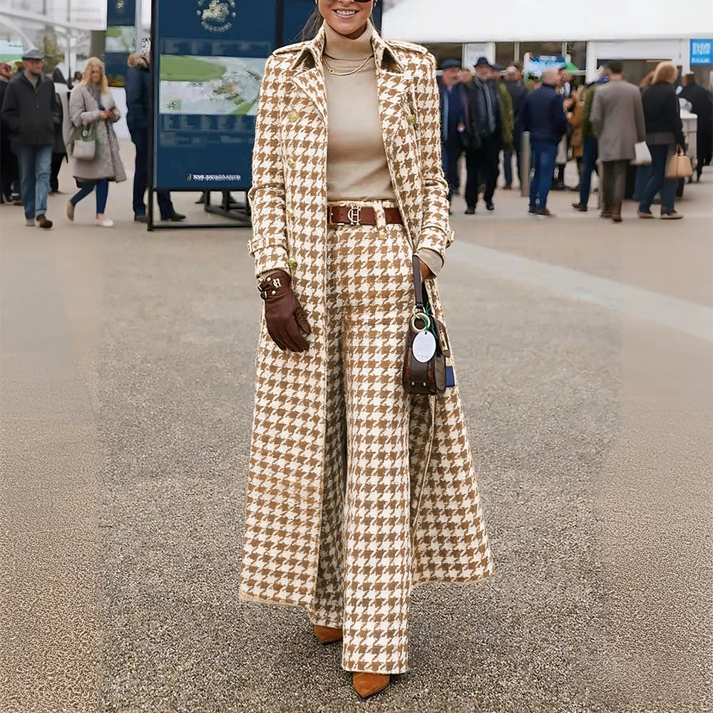 Ensemble Veste et Pantalon Pied-de-Poule Élégant pour Femme