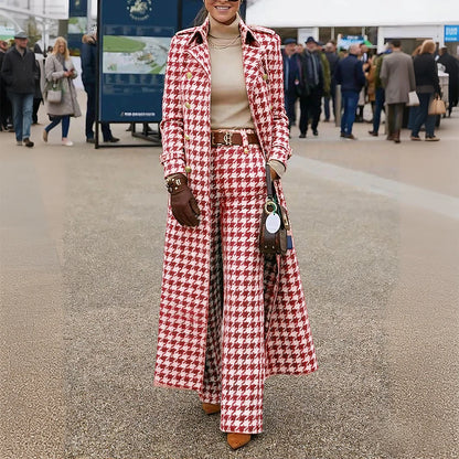 Ensemble Veste et Pantalon Pied-de-Poule Élégant pour Femme