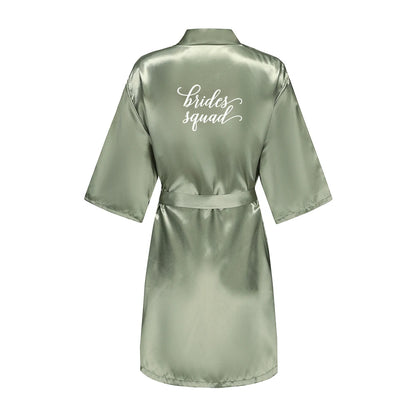 Kimono Mi-long Mariée en Satin Élégant - blanc ou vert