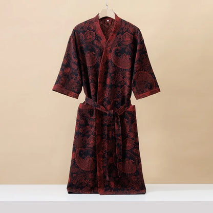 Kimono Mi-long Imprimé en Coton pour Femme