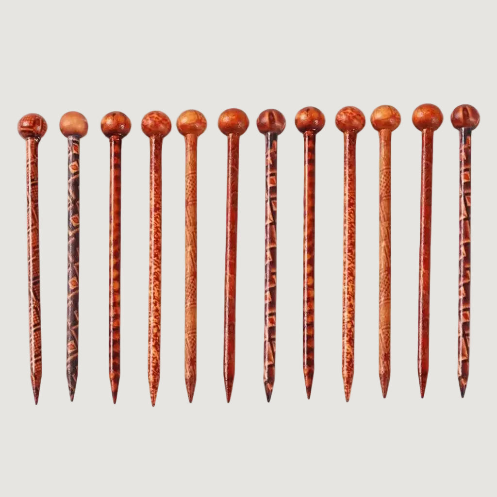12 Baguettes à Cheveux en Bois Style Chinois Classique