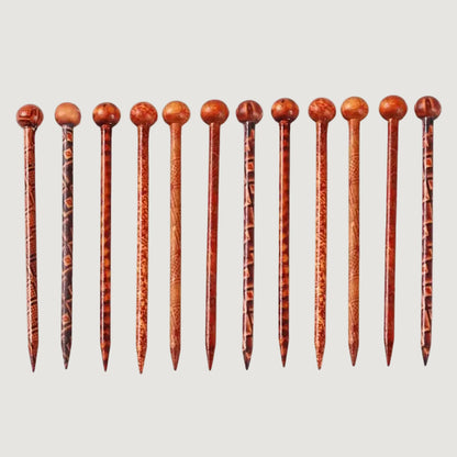 12 Baguettes à Cheveux en Bois Style Chinois Classique