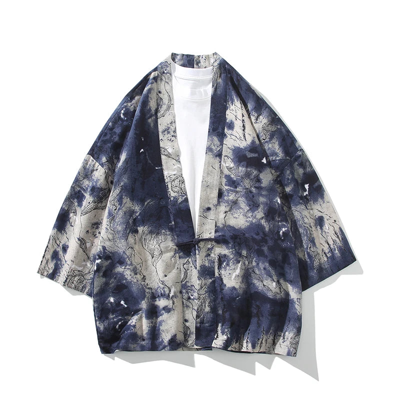 Kimono Court Homme en Coton et Lin - Style Traditionnel Asiatique