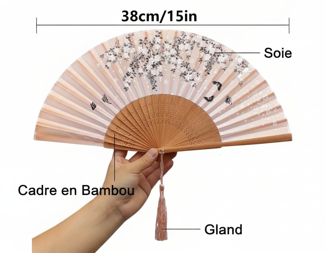 Éventail en Bois Naturel - Accessoire Élégant et Léger