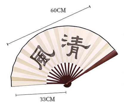 Éventail Pliant Chinois en Bambou et Soie - Style Ancien