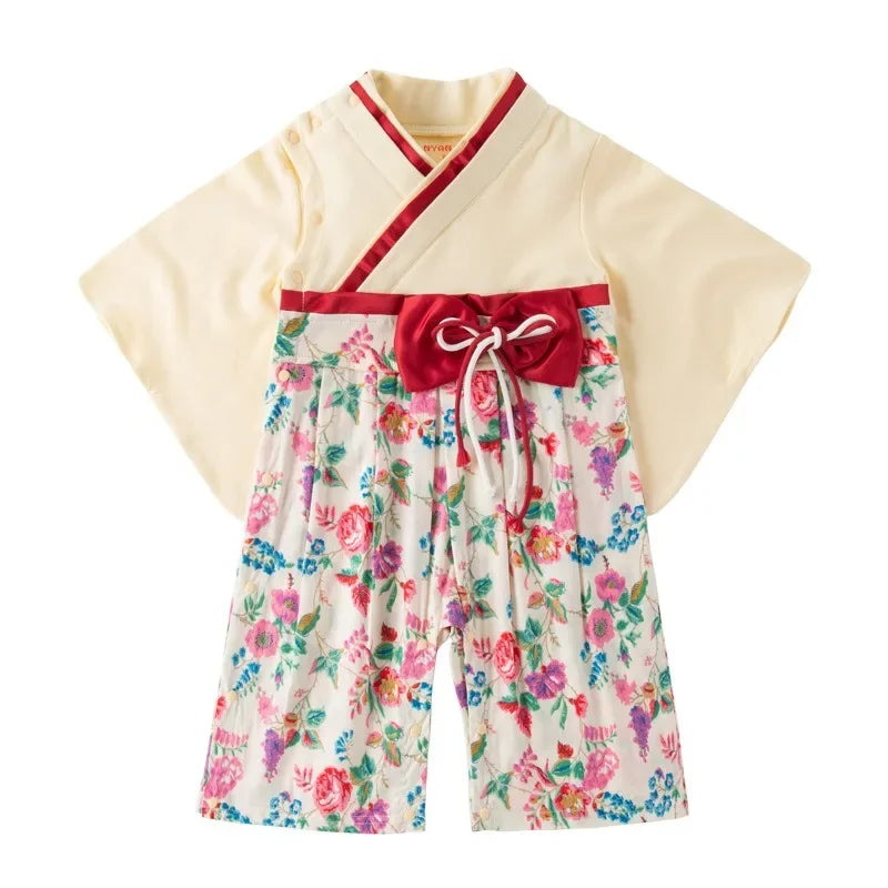 Ensemble Kimono et Pantalon Bébé Mixte "Jardin Fleuri" - Douceur et Style Japonais