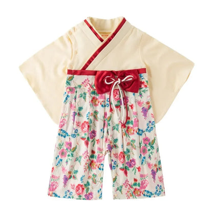 Ensemble Kimono et Pantalon Bébé Mixte "Jardin Fleuri" - Douceur et Style Japonais