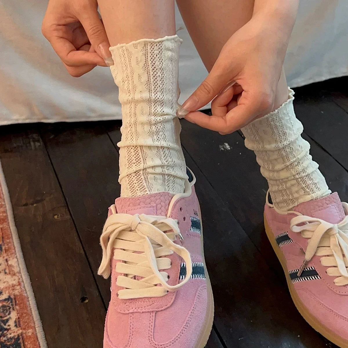 Chaussettes fines en dentelle pour femme - Style japonais doux