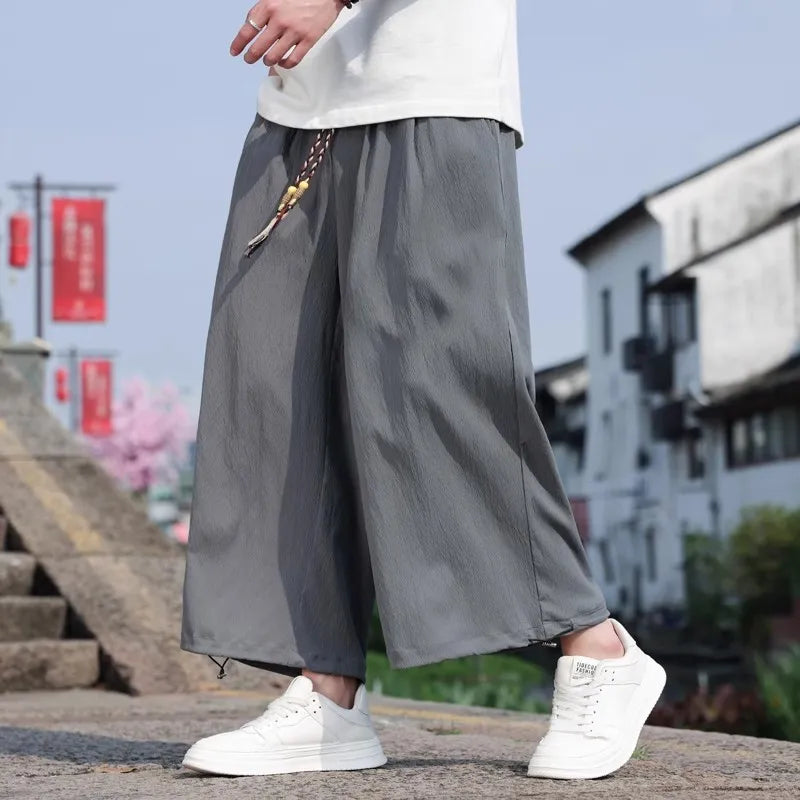 Pantalon Homme Casual Large à Taille Élastique - Confort d'Été