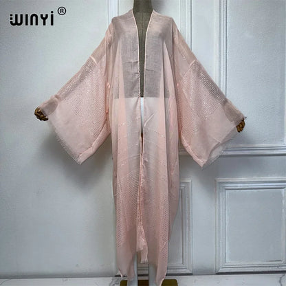 Kimono Long Bohème Imprimé pour Femme - Style Léger et Transparent