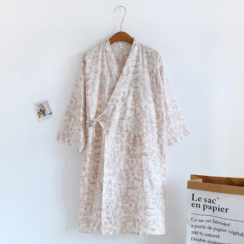 Kimono Chemise de Nuit en Coton pour Femme - Confort et Style