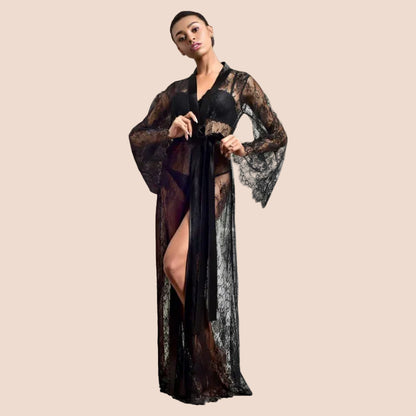 Kimono Long en Dentelle pour Femme - Style Chic
