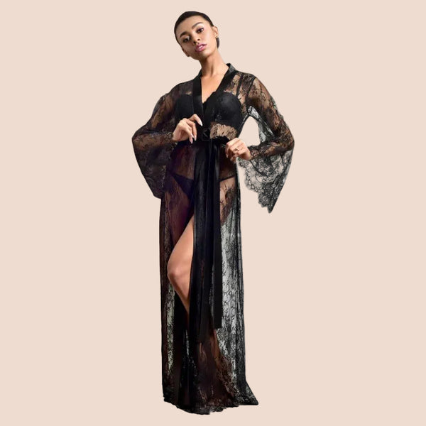 Kimono Long en Dentelle pour Femme - Style Chic