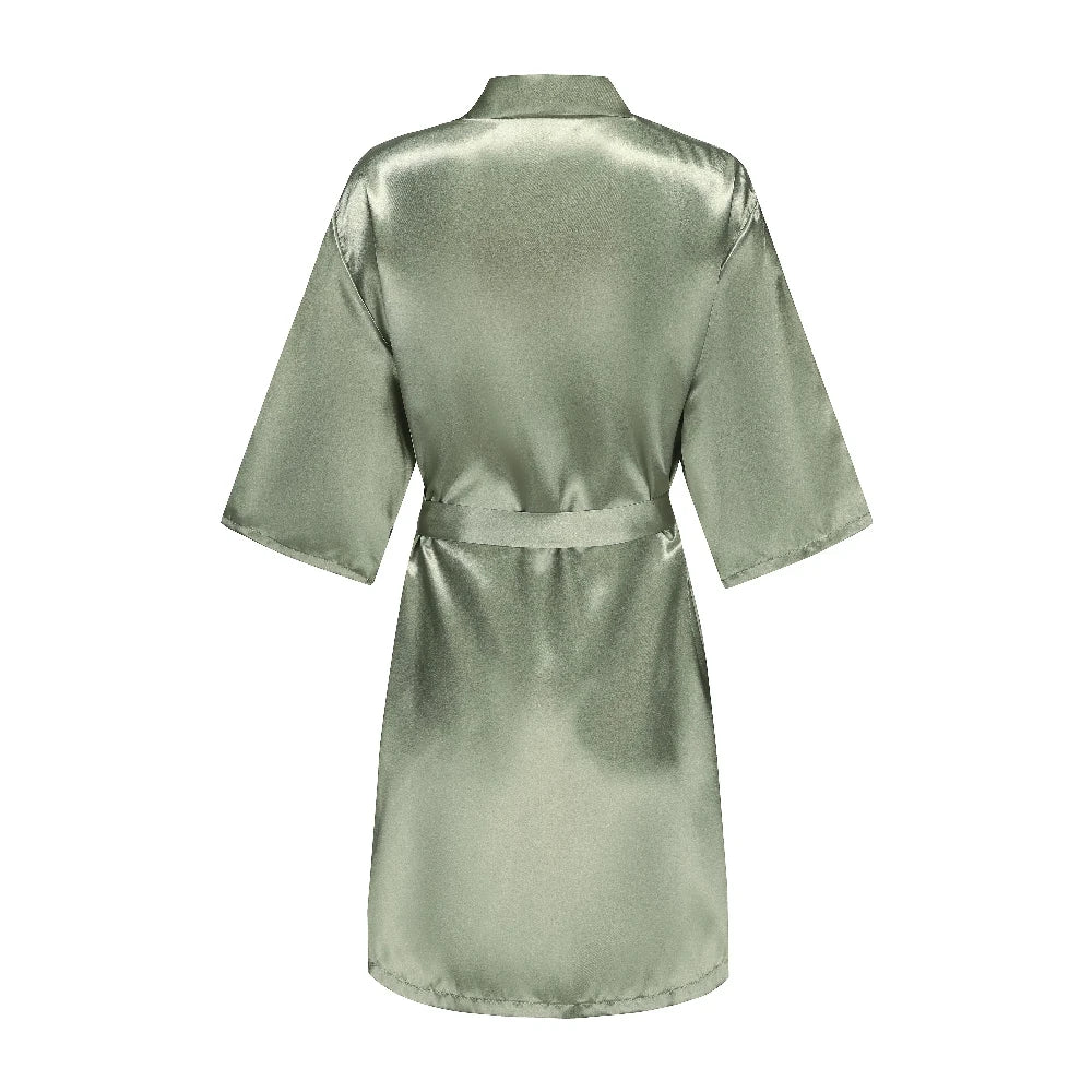 Kimono Mi-long Mariée en Satin Élégant - blanc ou vert