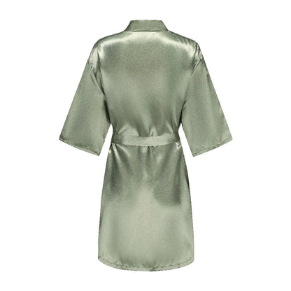Kimono Mi-long Mariée en Satin Élégant - blanc ou vert