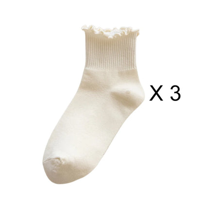 Lot de 3 Paires de Chaussettes Femme Coton Style Japonais - Confortables et Casual