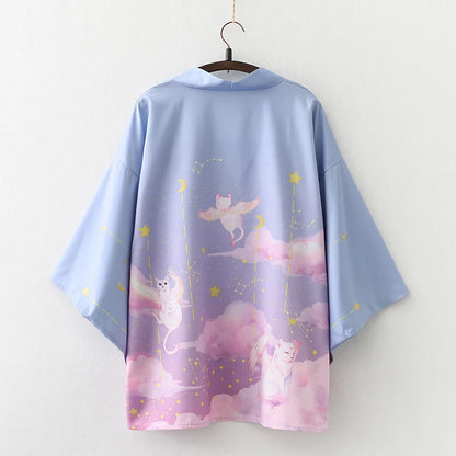 Kimono Court Léger Motif Japonais