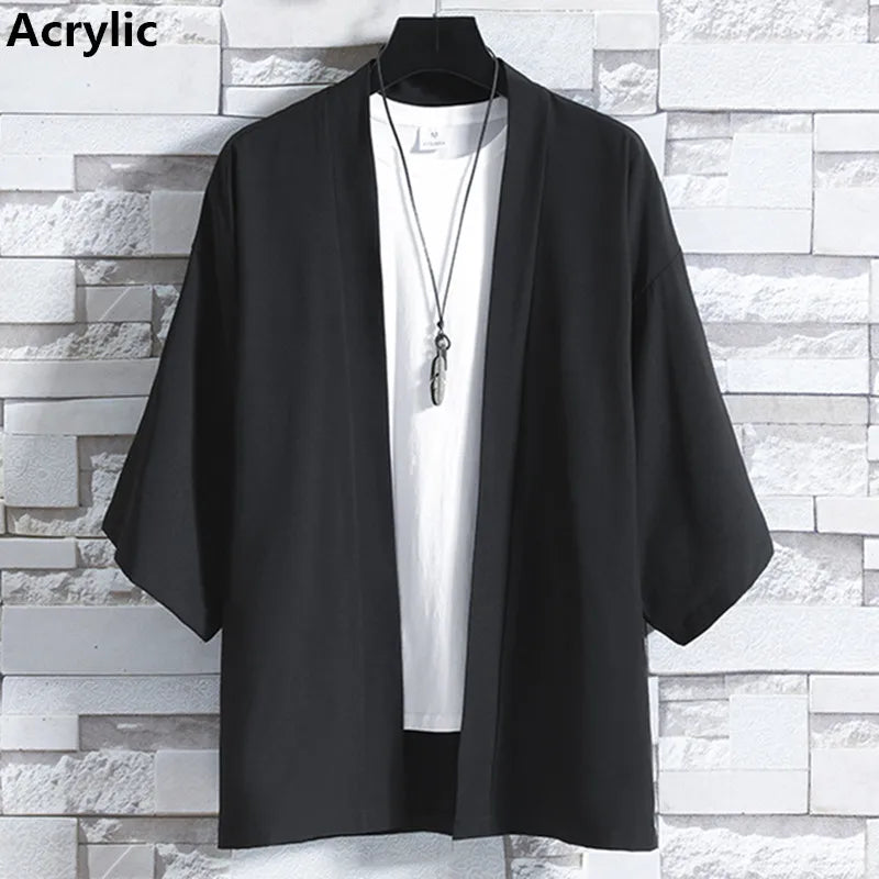 Kimono Court Mixte en Coton et Lin