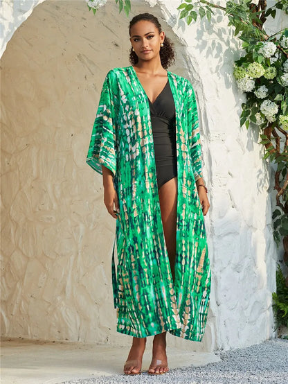 Kimono Long Femme Style Bohème- Motif Tie and Dye