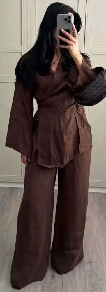 Ensemble Kimono et Pantalon Large Femme - Style Décontracté