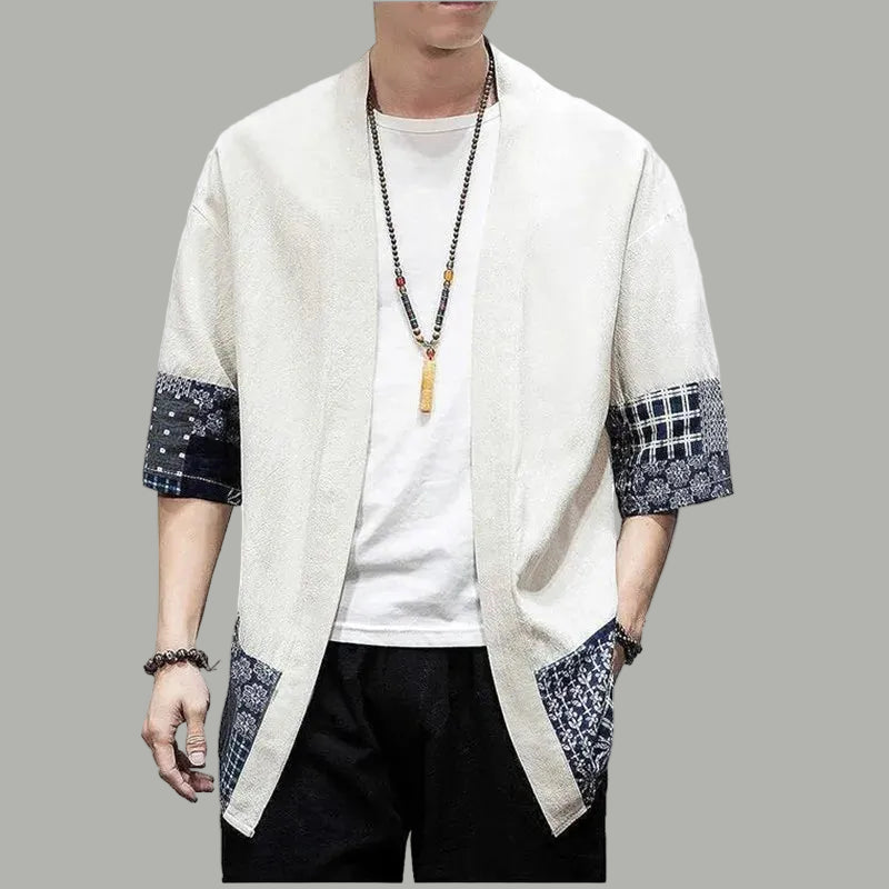 Cardigan Kimono Homme en Coton - Style Traditionnel Asiatique