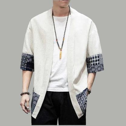 Cardigan Kimono Homme en Coton - Style Traditionnel Asiatique