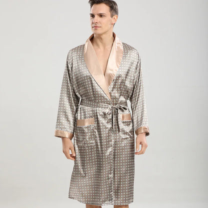 Kimono Mi-long Homme en Satin Doux et Confortable