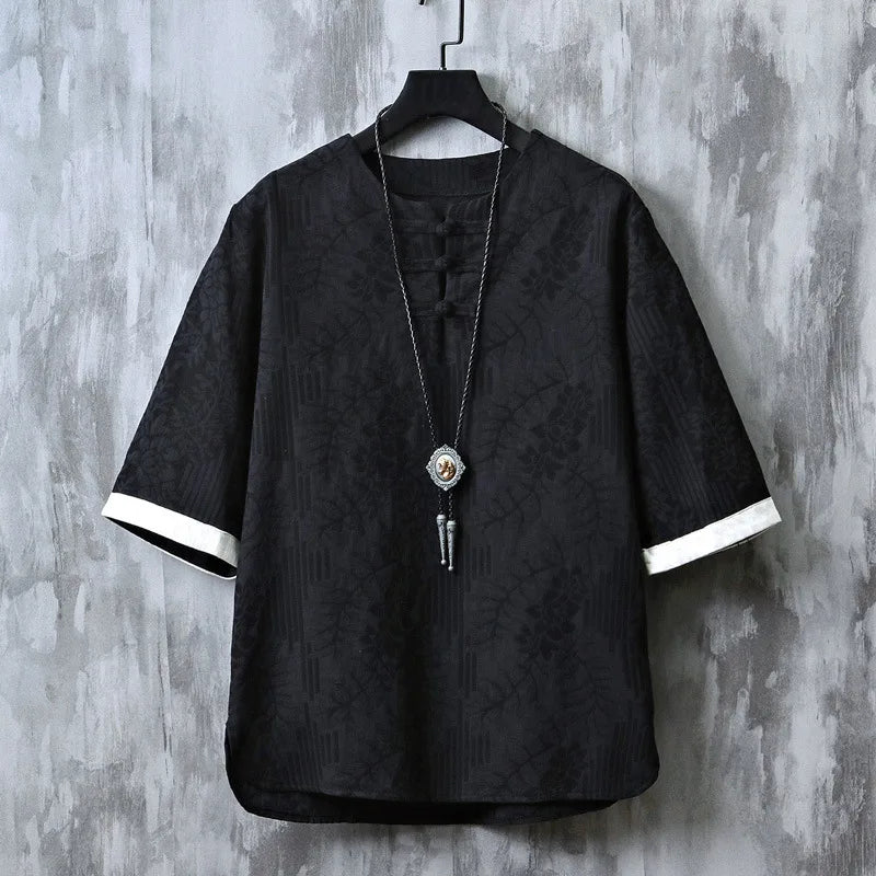 T-Shirt Kimono Homme Court Style Décontracté Imprimé