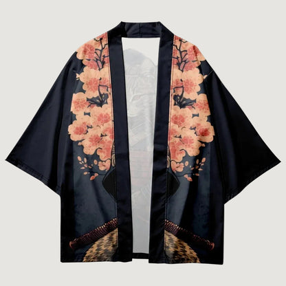 Kimono Court Homme Style Japonais avec Motifs Chat