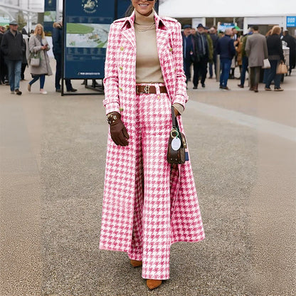 Ensemble Veste et Pantalon Pied-de-Poule Élégant pour Femme