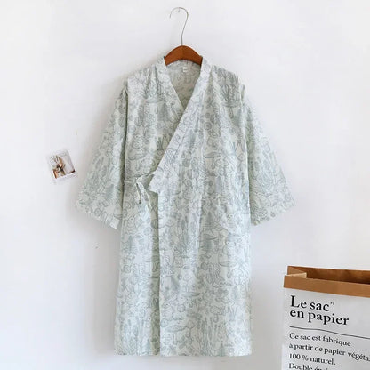 Kimono Chemise de Nuit Femme en Coton Doux