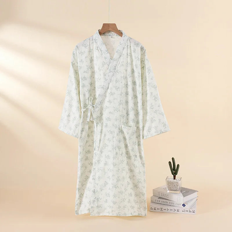 Kimono Chemise de Nuit Femme en Coton Doux