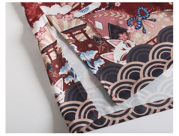 Kimono Court Léger Motif Japonais - Style Asiatique