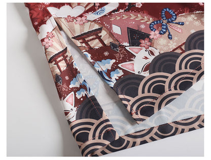 Kimono Court Léger Motif Japonais - Style Asiatique