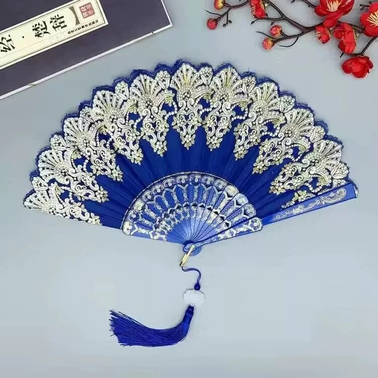Éventail Pliant Vintage avec LED - Idéal pour Soirées et Spectacles