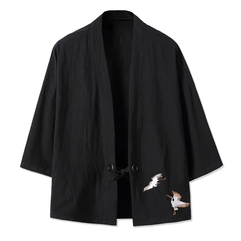 Kimono Court Homme Casual en Coton et Lin