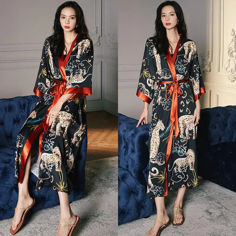 Kimono Long Satiné Femme - Confort & Élégance
