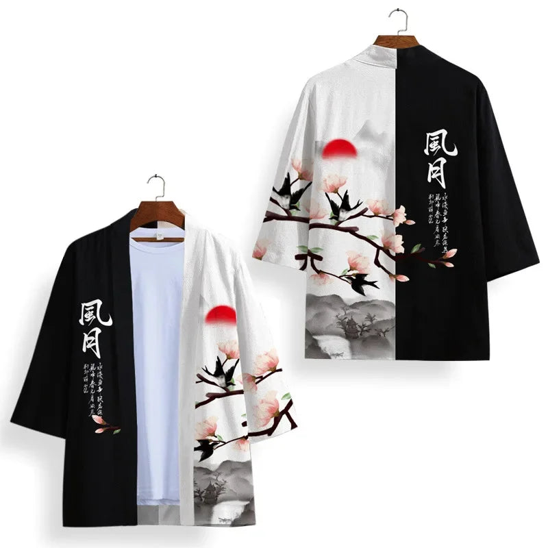 Kimono Court Unisexe Imprimé 3D - Style Japonais Moderne