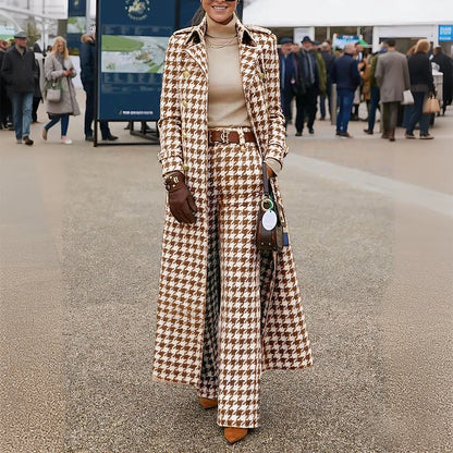 Ensemble Veste et Pantalon Pied-de-Poule Élégant pour Femme