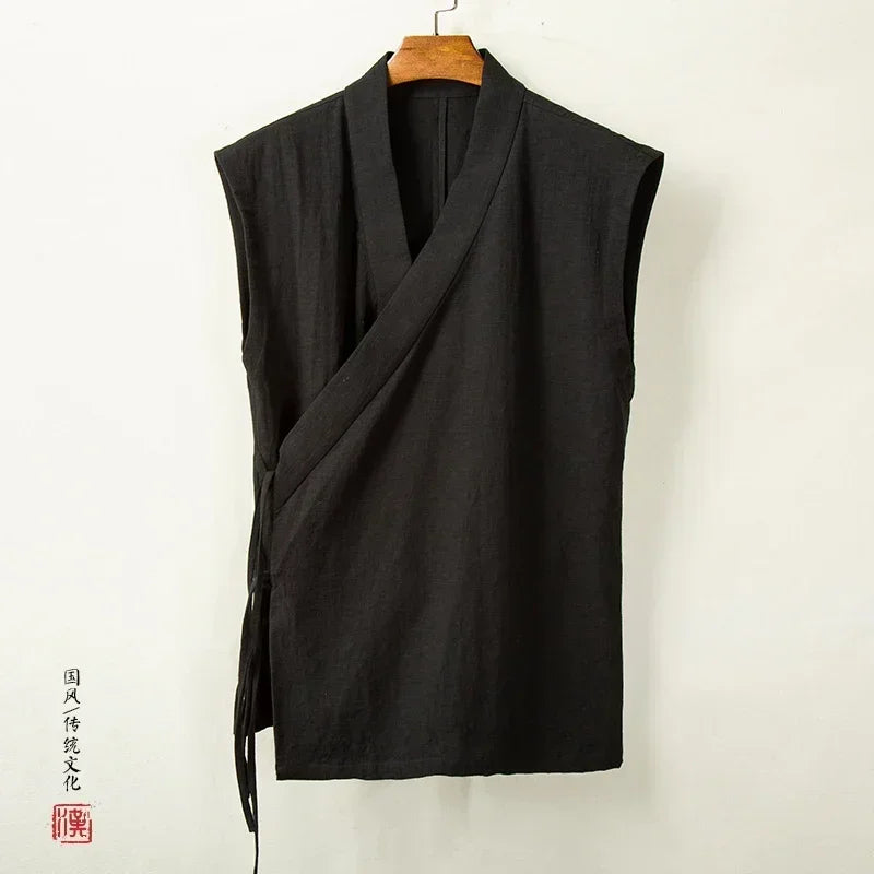 Kimono Court Homme Casual d'Été en Coton Respirant