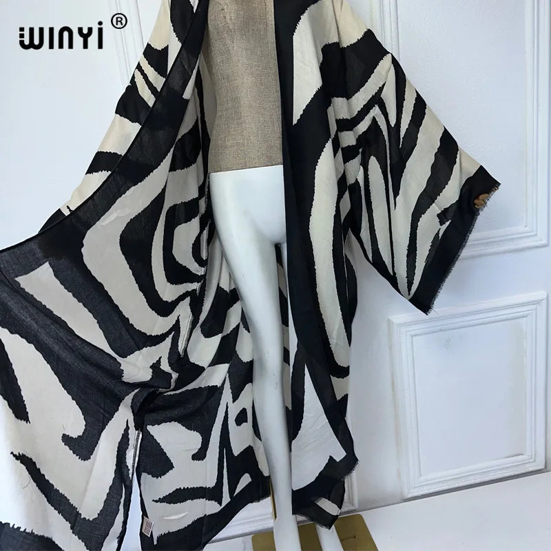 Kimono Long Imprimé Zèbre Femme - Style Bohème Chic