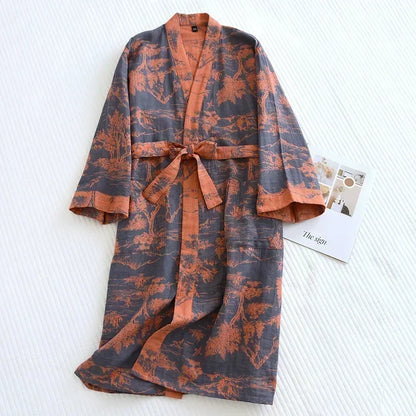 Kimono Mi-long Imprimé en Coton - Confort & Style