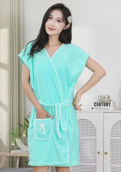 Kimono Peignoir Femme Doux et Absorbant en Polaire Corail
