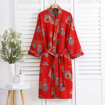 Kimono Mi-long Femme en Coton Léger - Style Basique Automnal