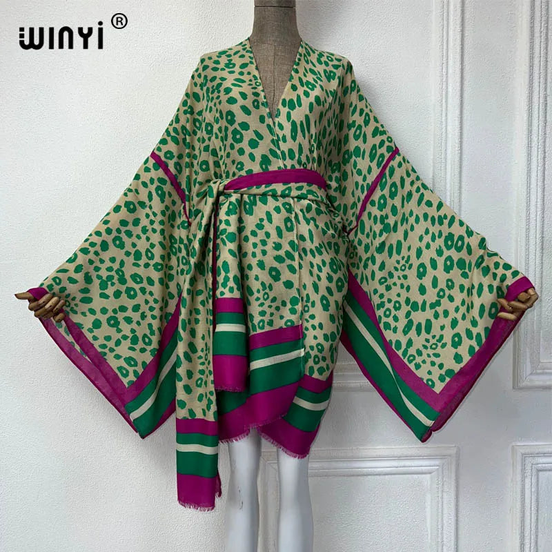 Kimono Mi-long Imprimé Léopard Femme - Style Bohème Chic