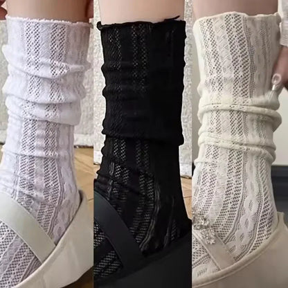 Chaussettes fines en dentelle pour femme - Style japonais doux